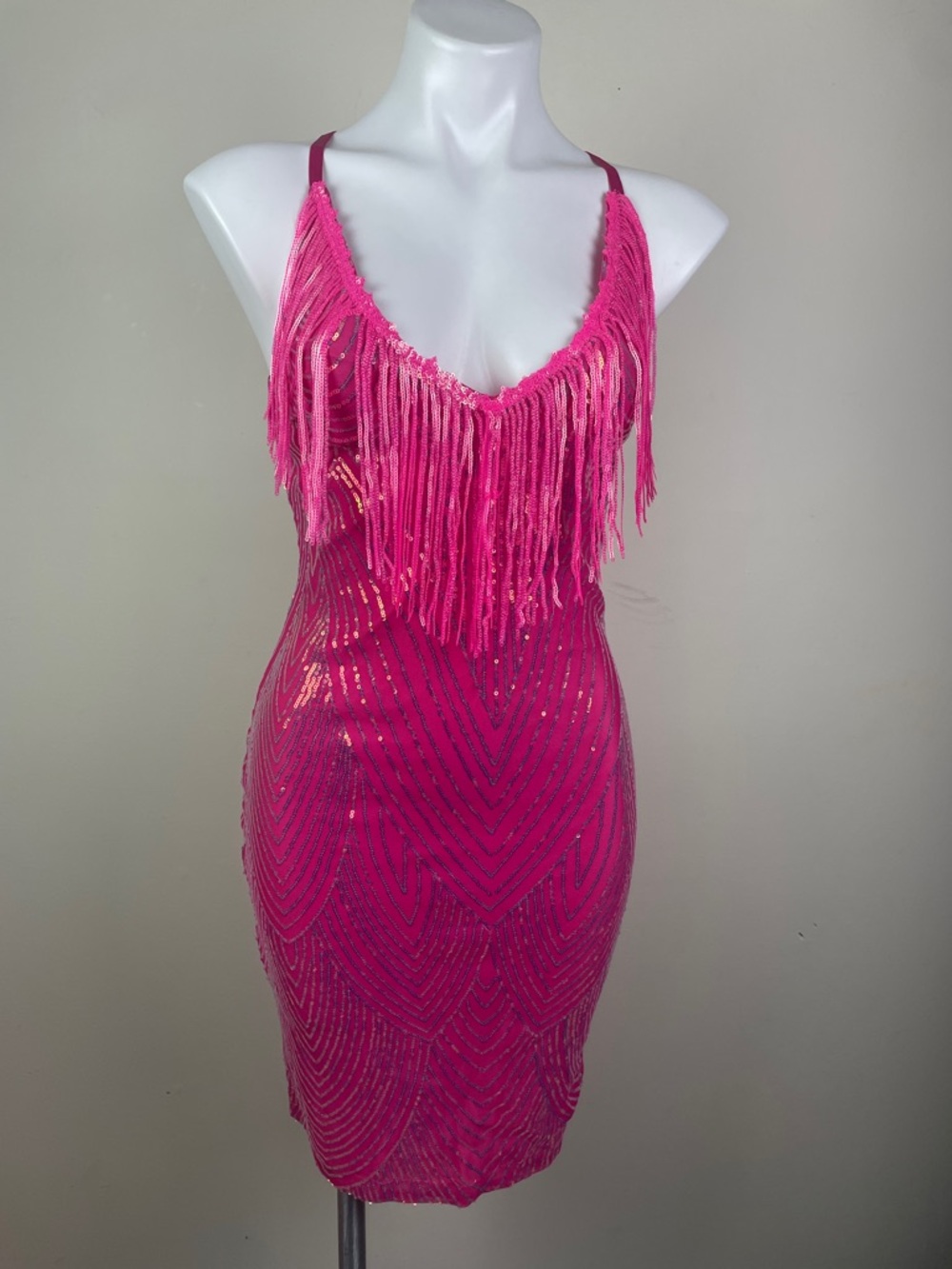 Stretchy Sequin Fringe Party Dress - Picture 7 of 13